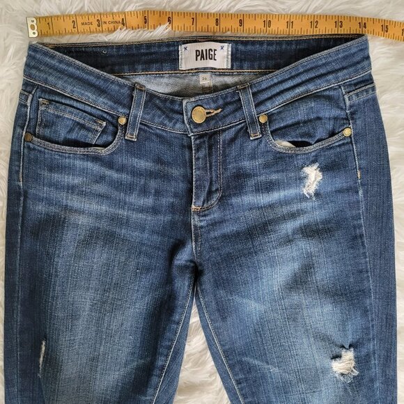 Paige Vertugo Ultra Skinny Blue Denim Distressed Jeans Made in USA - Size 26 - Picture 11 of 12
